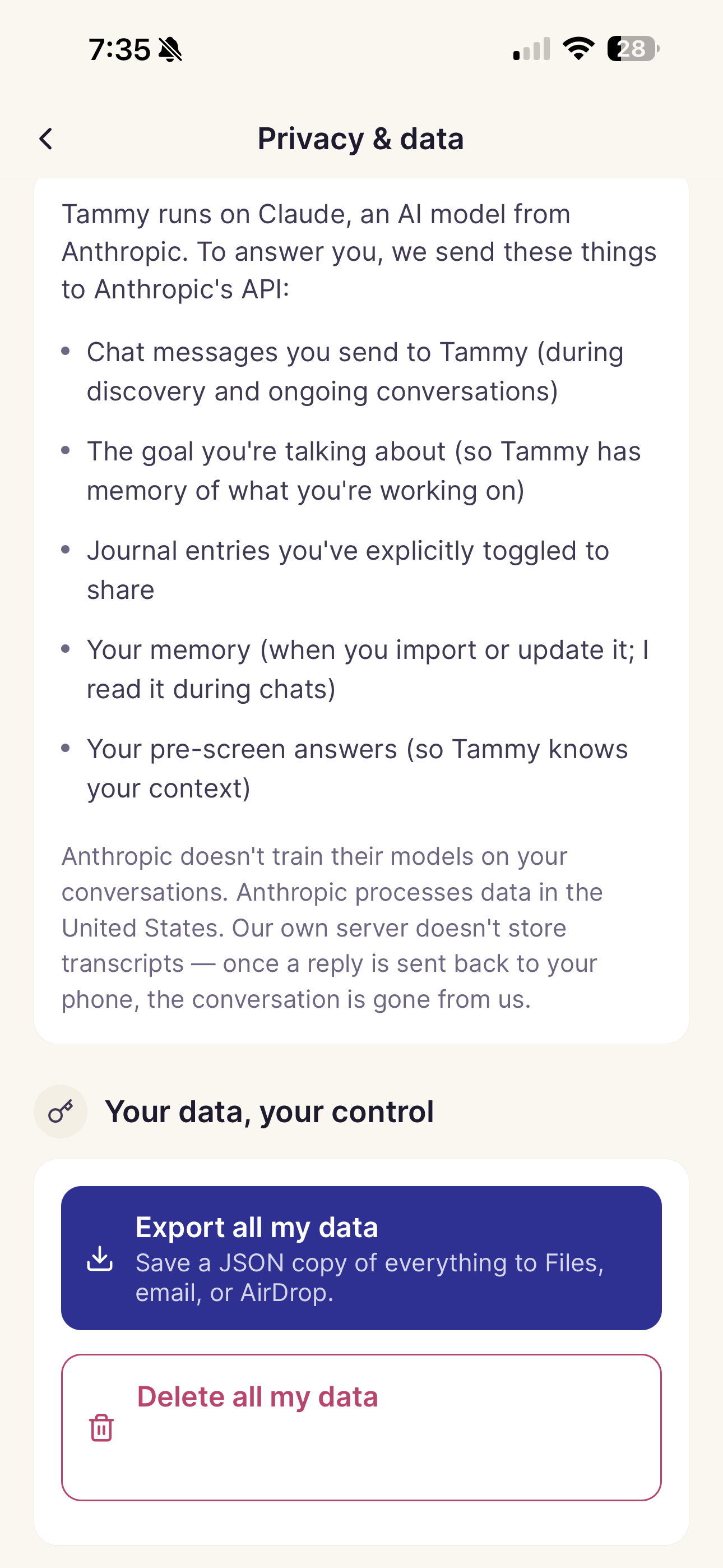 Privacy settings